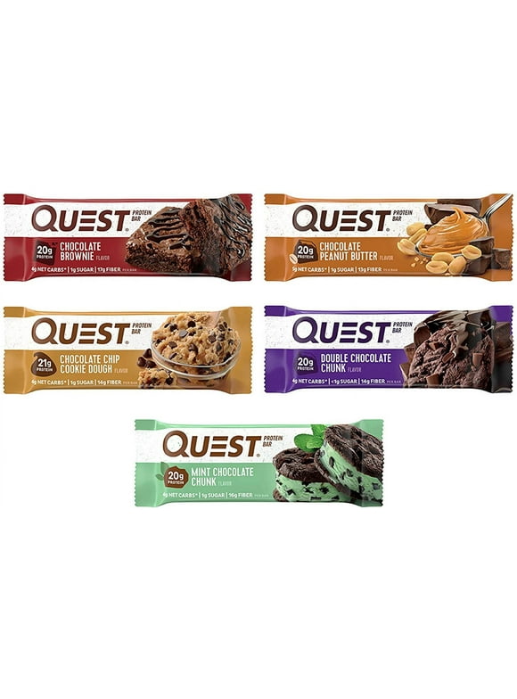 Quest Nutrition Protein Bar, Chocolate Lovers Variety Pack, High Protein, Low Carb, Gluten Free, Keto Friendly, 12 Count