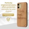 thumbnail image 2 of Case Yard Wooden Case Outside Soft TPU Silicone Slim Fit Shockproof Wood Phone Cover for Girls Boys Men and Women Supports Wireless Charging Think. Feel. Believe. Design case for iPhone-12-Mini, 2 of 7