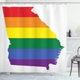 thumbnail image 1 of Georgia Shower Curtain, Colorful Stripes Forming the State Map Rainbow LGBT Gay Pride Vibrant Vibes, Fabric Bathroom Set with Hooks, 69W X 70L Inches, Multicolor, by Ambesonne, 1 of 3