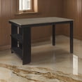 thumbnail image 6 of Benjara Tim 60 Inch Counter Height Table, 2 Built in Shelves, Gray, Black Wood, 6 of 6
