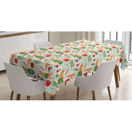 

Vegetable Tablecloth Cartoon Design Food Pattern with Carrot Pepper Soybean Pumpkin Slice and Pease Rectangle Satin Table Cover for Dining Room and Kitchen 60 X 90 Multicolor by Ambesonne