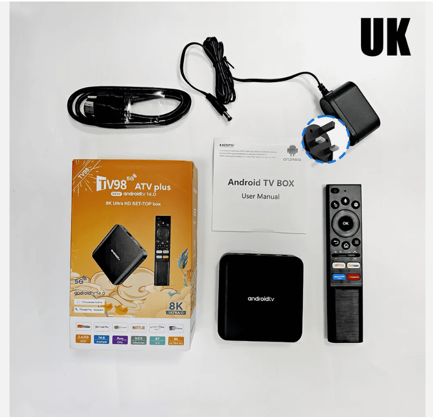 TV98 PLUS Smart Android TV Box, Media Player with Android 14.0 OS