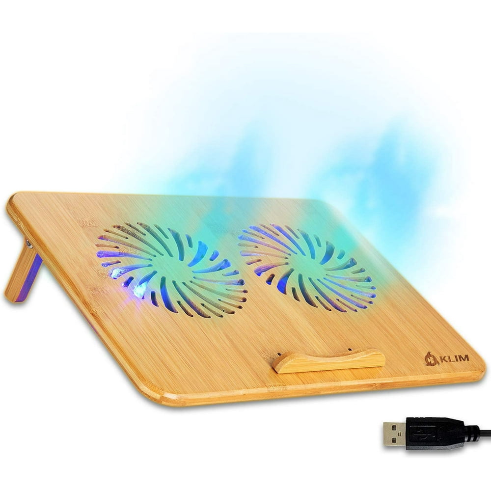 KLIM Bamboo Laptop Cooling pad Adjustable Speed Stand with Fans and