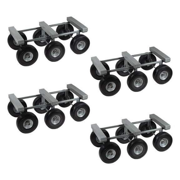 4 Pack 40" x 22" 6 Wheel All Terrain Dolly 1,200 lbs WLL - Heavy Duty Rubber Cap & Hardwood Furniture Moving Dolly w/ 10" Casters Mover