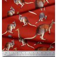 thumbnail image 3 of Soimoi Red Poly Georgette Fabric Kangaroo & Giraffe Animal Print Fabric by Yard 52 Inch Wide, 3 of 3