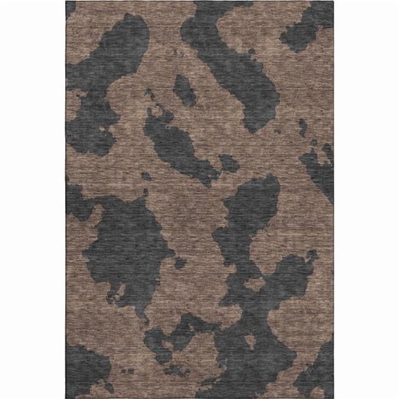 HomeRoots 677015 9 x 12 ft. Chocolate & Brown Abstract Washable Machine Made Rectangle Area Rug with UV Protection