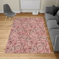 thumbnail image 2 of East Turkish Area Rug, Modern Autumn Season Wavy Holiday Festival Celebration Oriental Art Print, Soft Carpet for Living Room Decor with Distressed Look, 2.6' x 5', Coral Salmon, by Ambesonne, 2 of 4