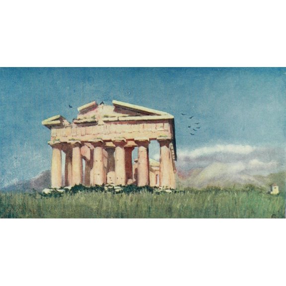 Naples 1904 Temple of Poseidon Paestum Canvas Art - Augustine Fitzgerald (18 x 24)