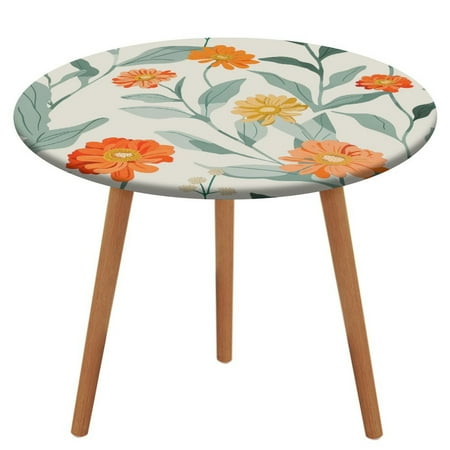 

ZHANGS Graceful Zinnia Patch 718 Round Table Cover Stain-Resistant Fitted Tablecloth Oil-Proof Wipeable Elastic Table Cover Waterproof Table Cloth for Halloween Thanksgiving Christmas