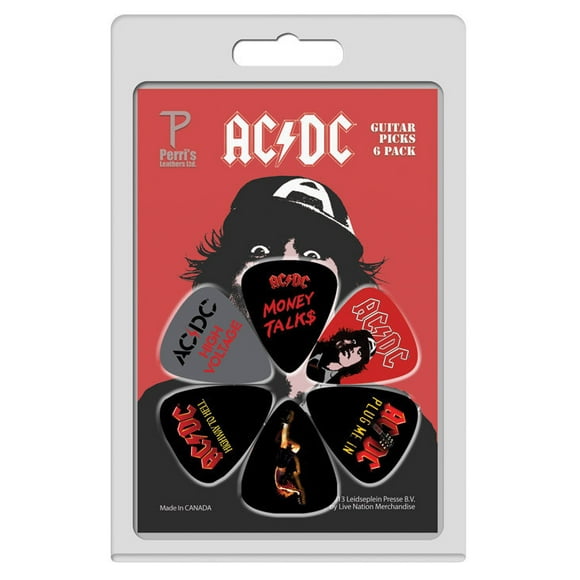 Perris ACDC Pics de Guitare sous Licence - 6 Pack, Noir et Rouge