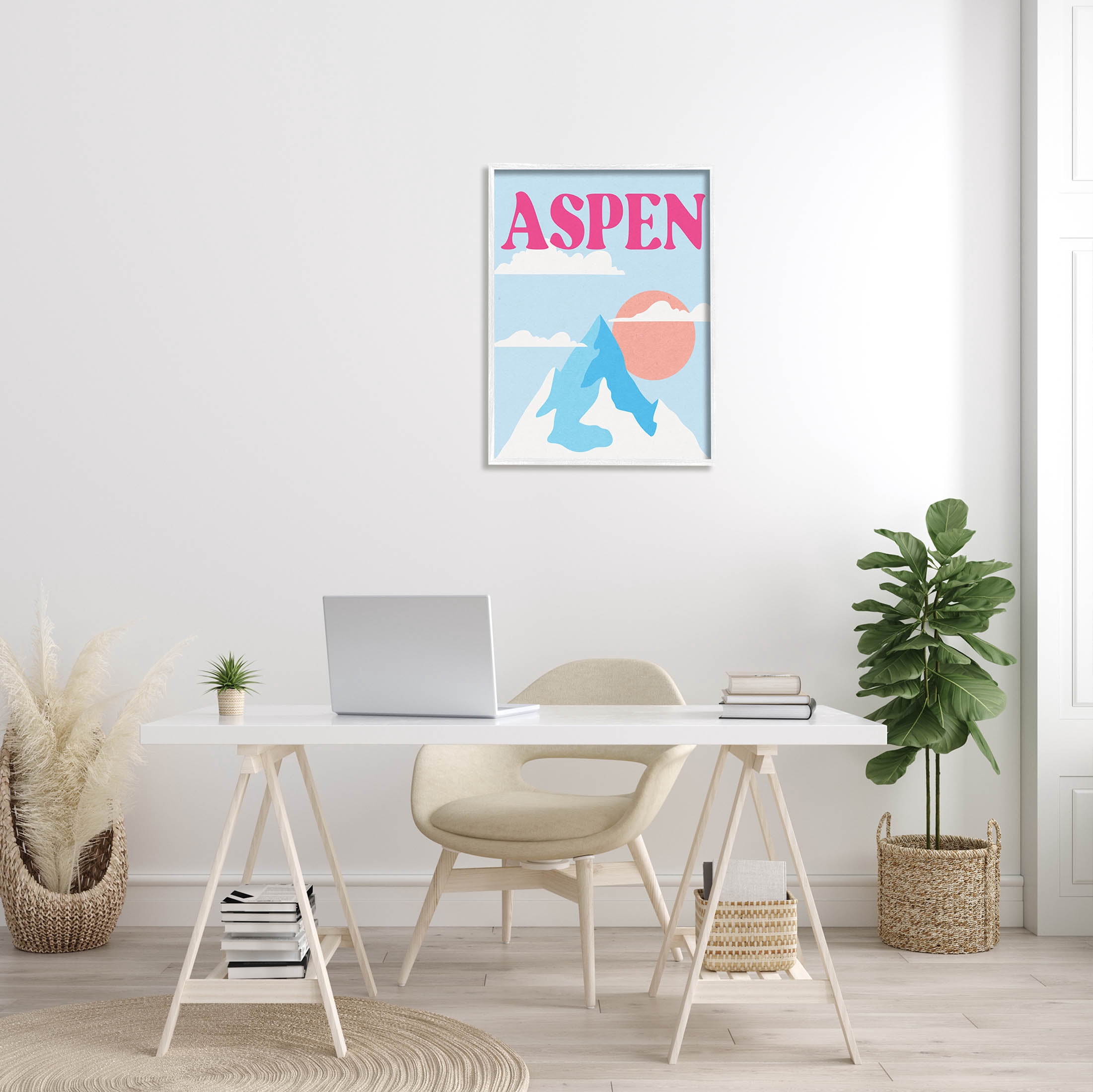 Stupell Industries Aspen Snowy Mountain Peak Graphic Art White Framed Art Print Wall Art, Design by Lil' Rue
