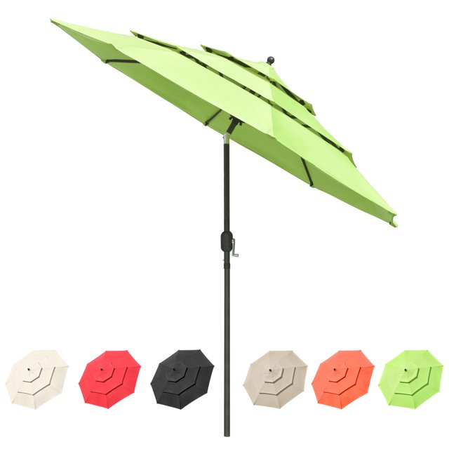 Yescom Parasol de Patio 10 Pi 3 Niveaux avec Manivelle et Inclinaison pour Jardin Maison