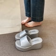 thumbnail image 2 of Slippers for Women,Fashion Solid Color Platform Slippers Temperament Comfortable Breathable Shoes,Womens Slippers,Silver,6.5, 2 of 7