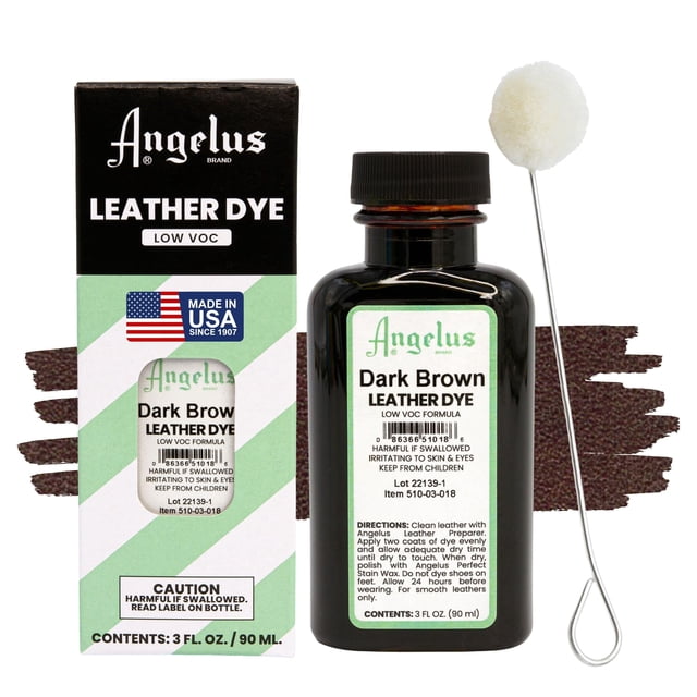 Tinte para cuero Angelus marrón oscuro 90 ml con aplicador