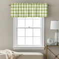thumbnail image 3 of Green Plaid Kitchen Curtain Valances for Windows Farmhouse Short Curtains, Gradient Geometric Buffalo White Checkered Rod Pocket Valance Curtain for Bedroom Cafe Living Room, 3 of 8