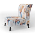 thumbnail image 3 of Designart « Symmetrical Abstractions Peach Blue Elegance » Fauteuil d'Appoint Rembourré Cubisme Pêche - Fauteuil Moderne pour Salon, 3 of 7