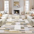 thumbnail image 2 of Hasoo Large Living Room Area Rug 9' x 12' Non Slip Indoor Carpet Khaki Washable Modern Plaid Geometric Bordered Rug, 2 of 6