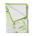 thumbnail image 2 of Green Soft Flannel Fleece Blanket, Fresh Spring Nature Inspiration Abstract Wavy Framework Grass Butterflies, Cozy Plush for Indoor and Outdoor Use, 60" x 80", Apple Green Fern Green, by Ambesonne, 2 of 5
