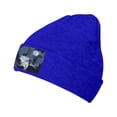 thumbnail image 2 of LNWH Knitted Acrylic Hat, Fantasy Mountain Knight Pattern Winter Beanie Hat for Cold Weather, Blue, 2 of 4