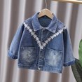 thumbnail image 5 of Sentuca Denim Jackets for Girls Size 18M Button Down Long Sleeve Cute Lace Jean Jackets with Pockets Fashion Solid Color Cute Toddlers Coats, 5 of 9