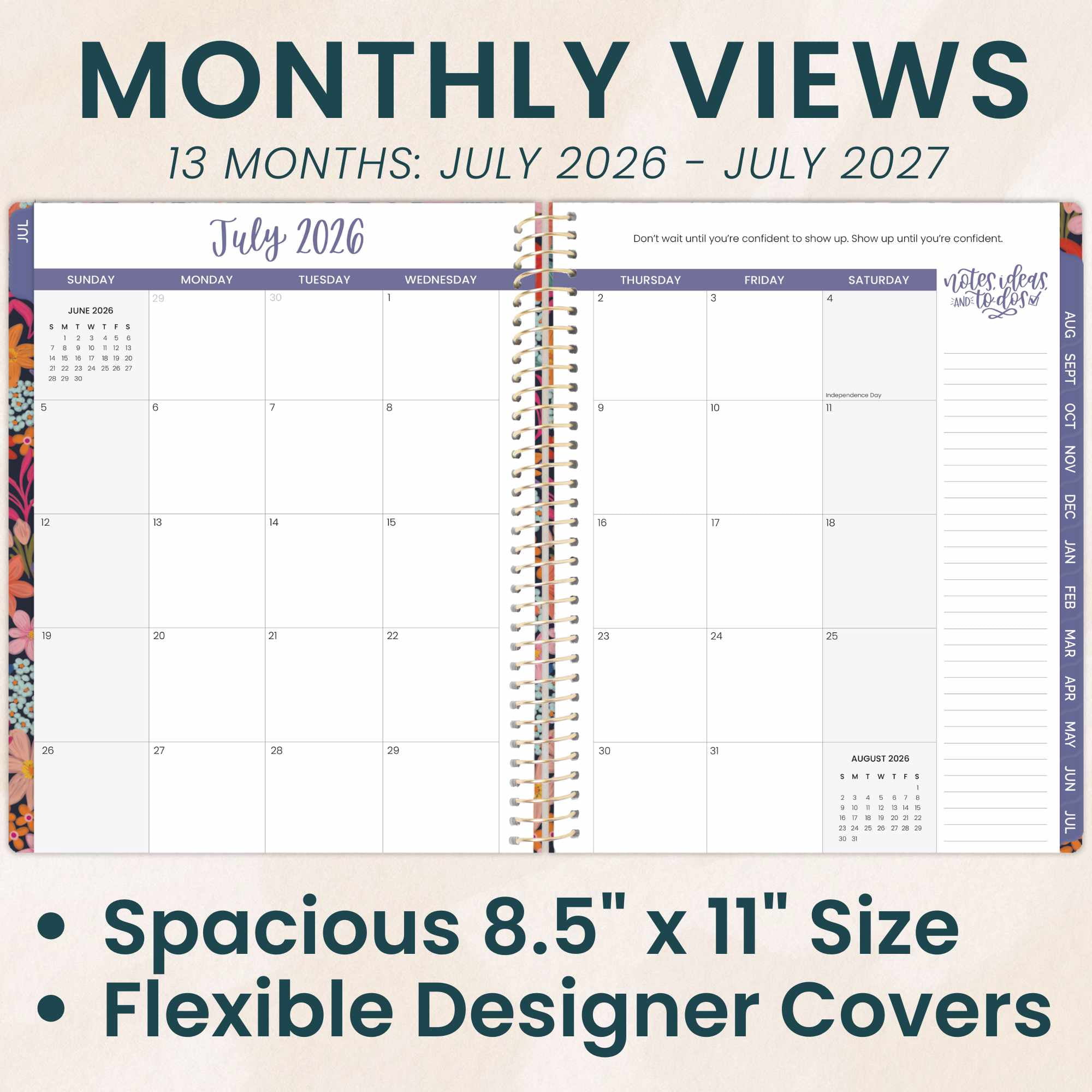 bloom daily planners 2026-2027 Academic Planner, 13 Month Monthly & Weekly, 8.5" x 11" Soft Cover, Stickers Included, Floral Fiesta