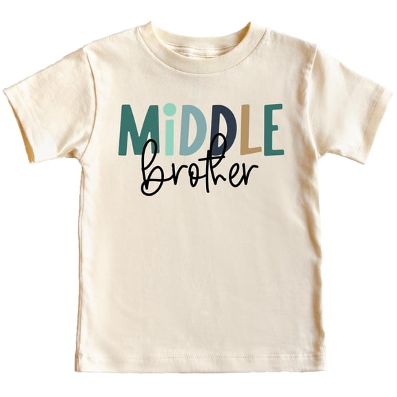 Middle Brother T-Shirt for Boys Middle Bro Sibling Reveal Tee Natural Shirt 12 Months