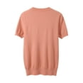 thumbnail image 4 of Arlun Women's Short Sleeve V-Neck Sweaters Casual Lightweight Solid Color Knit Sweater Soft Comfortable Base Layer Pullover Tops Pink3 L, 4 of 5