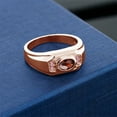 thumbnail image 3 of Gem Stone King Men's 18K Rose Gold Plated Silver Red Garnet and Pink Lab Grown Diamond Ring (1.69 Cttw, Gemstone January Birthstone, Oval Checkerboard 8X6MM,, Size 11), 3 of 3