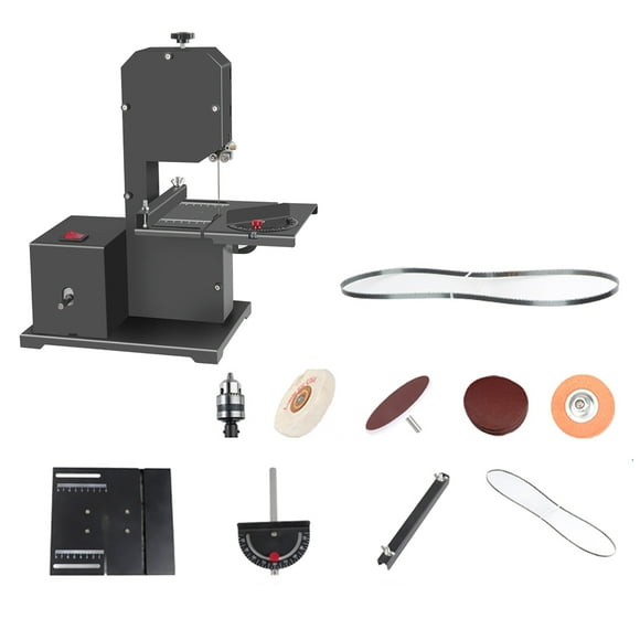 Scie à Ruban Multifonctionnelle 1750 Tr/min Scie à Ruban de Comptoir Scie de Table Électrique Scies de Bureau Petites Outils de Coupe Ménagers Bricolage Machine de Tour pour le Travail du Bois