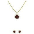 thumbnail image 2 of Paris Jewelry 18K Yellow Gold 1/2ct Halo Garnet Round 18 Inch Necklace and Halo Earrings Set Plated, 2 of 2