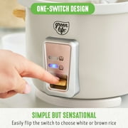 GreenLife 3-Cup Electric Rice Cooker, Ceramic Nonstick, Dishwasher Safe Parts, Cream