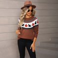 thumbnail image 4 of zaveiop Womens Halloween Clearance Sale Pumpkin and Black Cat Crewneck Pullover Sweater Long Sleeve Knit Basic Knit 2025 Fall Winter Sweater Tops (Coffee, S), 4 of 9