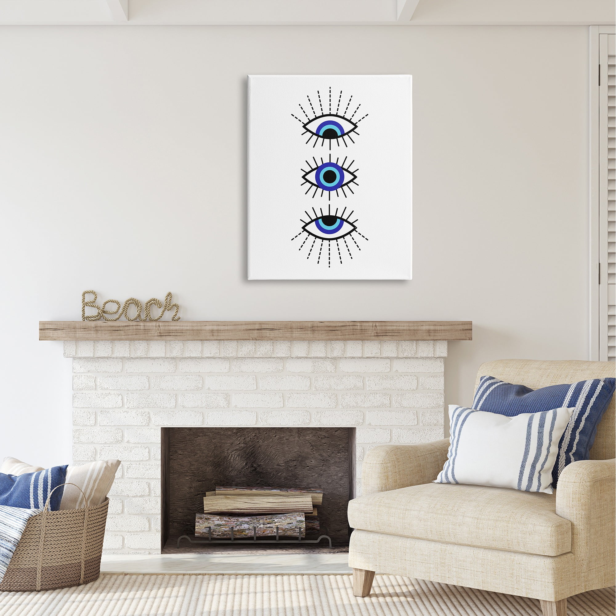 Stupell Industries Three Evil Eyes Pattern Abstract Painting Gallery Wrapped Canvas Art Print Wall Art, 30 x 40