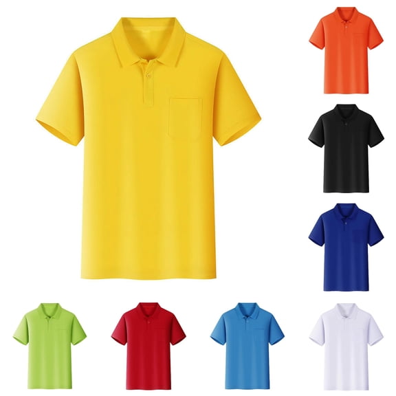 REDARER Kids Short Sleeve Pocket Polo Soft Breathable Button Placket Summer School Casual Tops School Uniform,7-8 Years