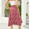 thumbnail image 3 of Long Skirts for Women Summer Maxi Skirt Slit Women's Boho Elastic High Waist A Line Skirt Ruffle Swing Beach Skirt, 3 of 6