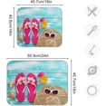 thumbnail image 2 of Summer Flip Flops Dish Drying Mat 16x18 in for Kitchen Counter Decor, Absorbent Blue Wooden Board Dry Pad Seashells Baby Bottle Dryer Rack Drainer Mats for Countertop Sink, 2 of 6