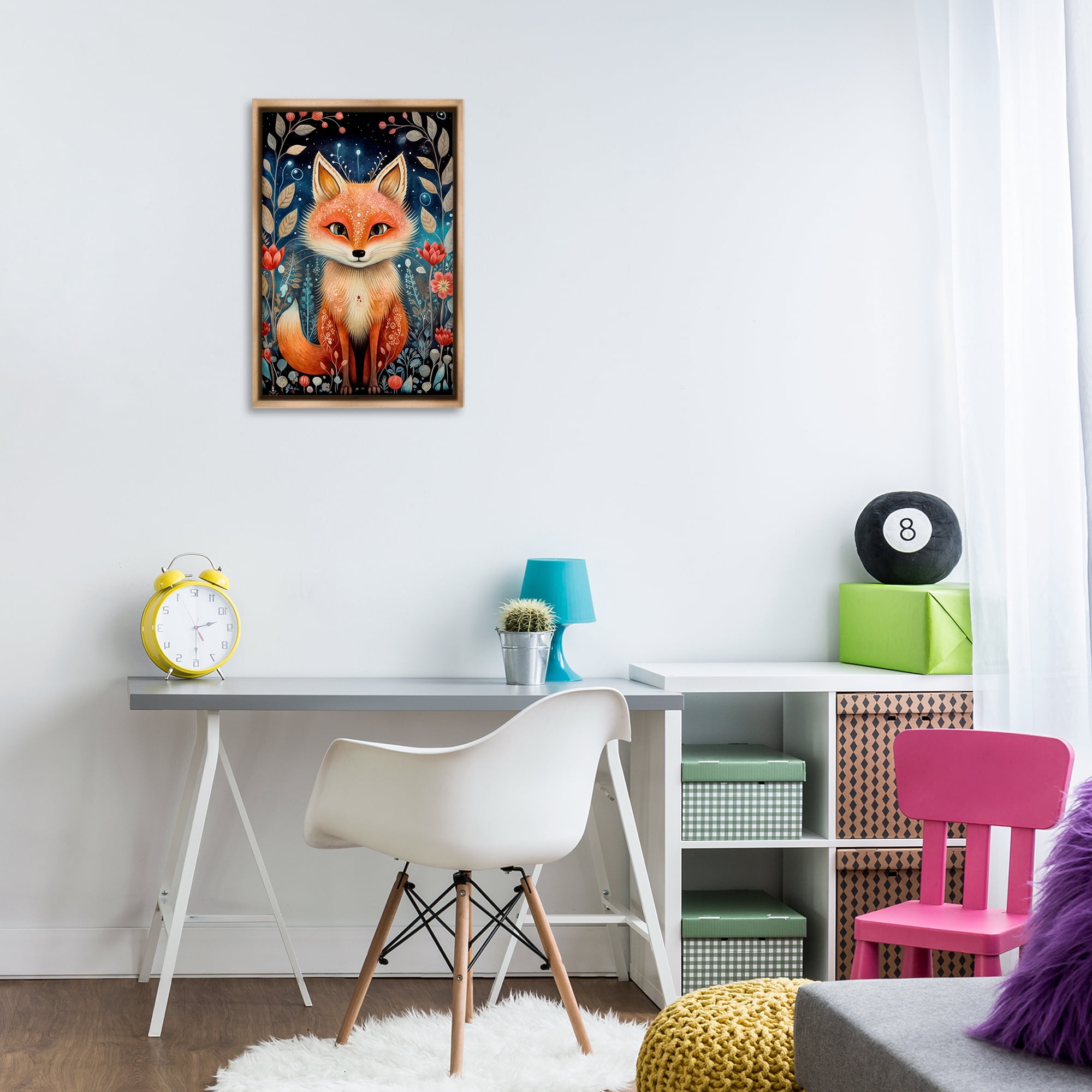 Stupell Industries Woodland Pattern Fox Animals & Insects Painting Brown Floater Framed Art Print Wall Art, 17 x 25