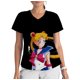 thumbnail image 3 of Blusa de salón de belleza con cuello en V y estampado de Sailor Moon para mujer, ropa de trabajo, de manga corta, 3 of 5