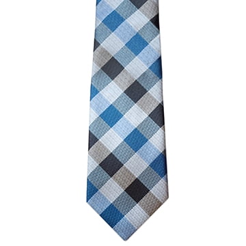 Tied to Eternity Skinny Blue Plaid Microfiber Necktie by Ringmasters