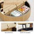 thumbnail image 6 of PHOYAL 4 in 1 Fluted Round Coffee Table with Flip Top and Lift Top, Round Coffee Table with Hidden Compartments Storage for Living Room, Natural, 6 of 8