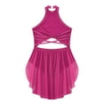 thumbnail image 3 of Jhaoyu Kids Girls Shiny Backless Ballet Leotard Dress with Skirt Lyrical Jazz Latin Modern Hot Pink 10, 3 of 9