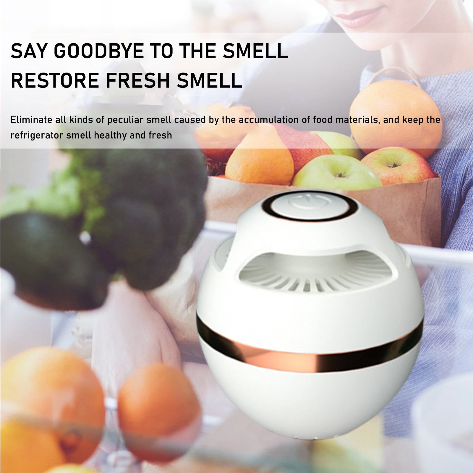 Compact Refrigerator Deodorizer with Ozone, Portable Mini Air Purifier for Fridge, Eliminates Odors Effectively, Rechargeable 1500mAh Battery, USB Charging, Home Kitchen Use (White)