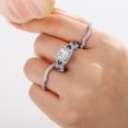 thumbnail image 6 of SFTING Wedding Rings Set for Women Princess Cut Engagement Rings Wedding Set Silver 18K Plated 5A CZ Sapphire Promise Size 7, 6 of 8