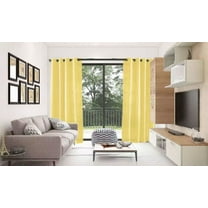 2 PANEL MIRA SOLID YELLOW SEMI SHEER WINDOW FAUX SILK ANTIQUE BRONZE GROMMETS CURTAIN DRAPES 55 WIDE X 63" LENGTH