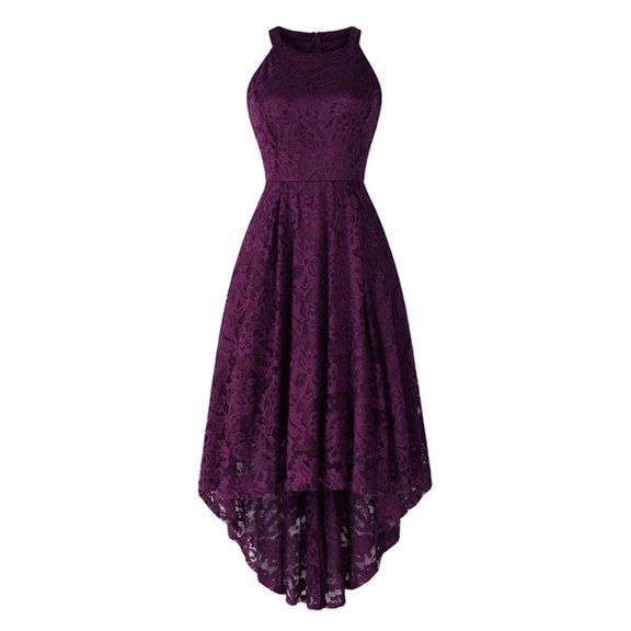 Fesfesfes Women Dress Round-Neck Solid Vintage Elegant Midi Evening Zipper Sleeveless Dress Sale or Clearance