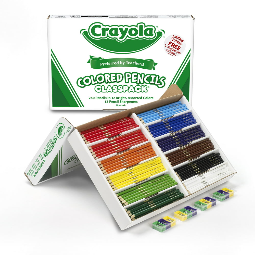 Crayola Colored Pencils Bulk 12 Assorted Colors 240 Count Classpack