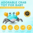 thumbnail image 4 of Muzhda Sensing Crawling Crab, Tummy Time Baby Toys, Interactive Walking Dancing Toy with Music Sounds & Lights, Newborn Infant Fun Birthday Gift Toddler Boy Girl, USB Charging Cable Included (Green), 4 of 10