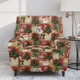 thumbnail image 2 of Renewold Vintage Christmas Recliner Cover 4 Pieces Fitted Recliner Chair Cover Soft Thick Reclining Sofa Slipcover with Storage Pocket and Elatic Straps for Dogs/Cats/Kids, Santa Claus Snowman, 2 of 8