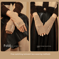 thumbnail image 5 of Guantes cálidos de terciopelo de otoño e invierno para mujer, guantes de medio dedo para adelgazar y reparar pantallas táctiles con dedos abiertos, de terciopelo grueso, 5 of 5
