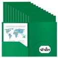 thumbnail image 1 of Vivin 12-Pack Sturdy Plastic Folder with 2 Pockets, Green, 1 of 4